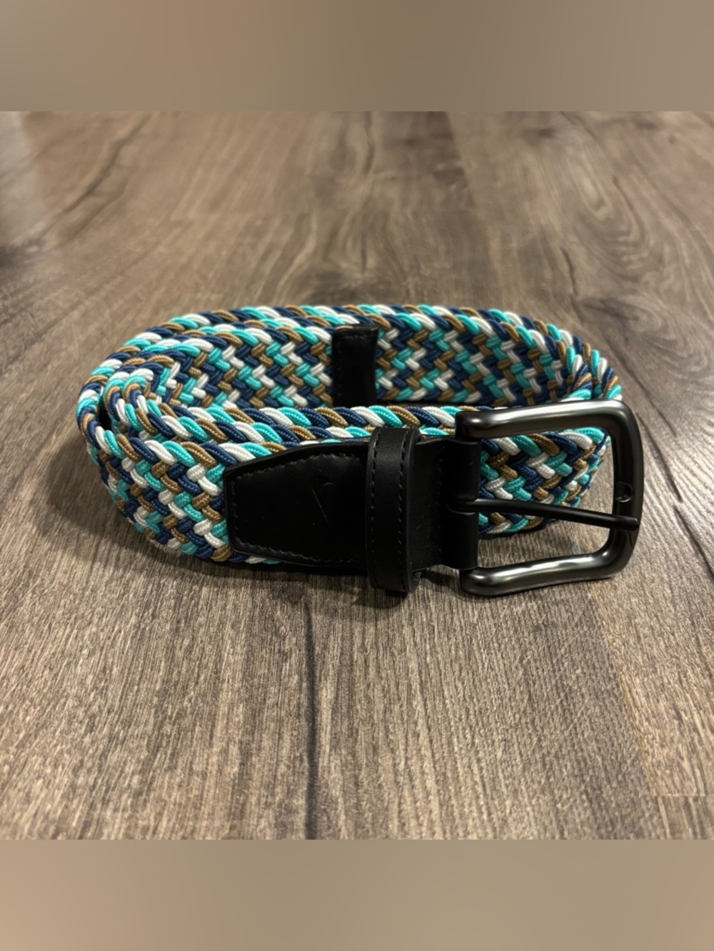 Nike Men's G-Flex Woven Stretch Golf Belt Green Blue S5045925A size Large + 42”